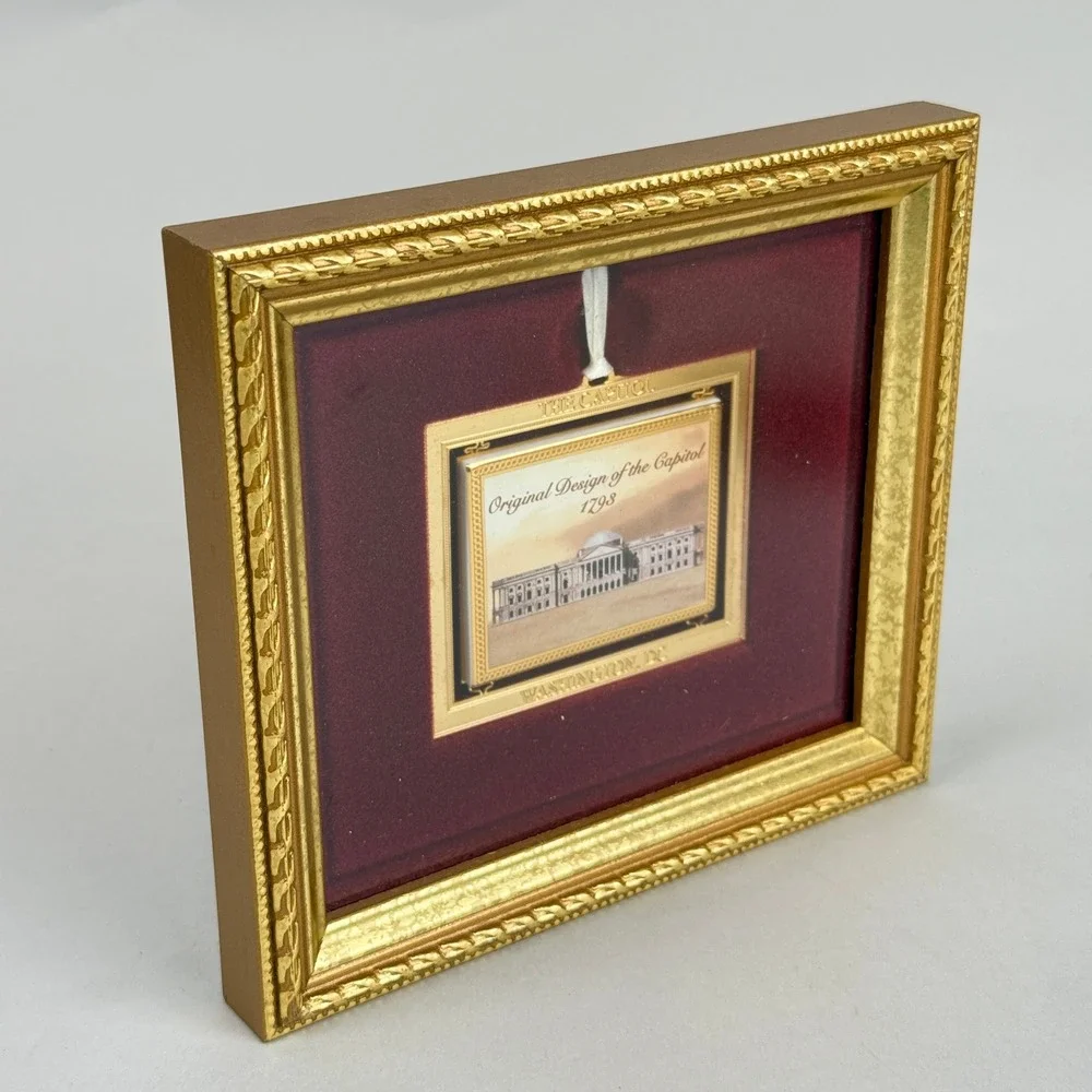 Original Design of the Capitol Framed Art 6.25x6.75 Gold‎ Red Vintage c.1980s